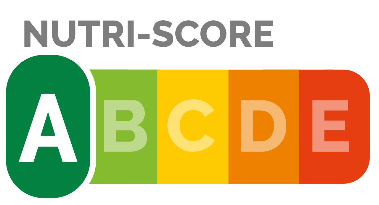 Logo officiel du Nutri-Score, de la lettre A en vert foncé à la lettre E en orange foncé
